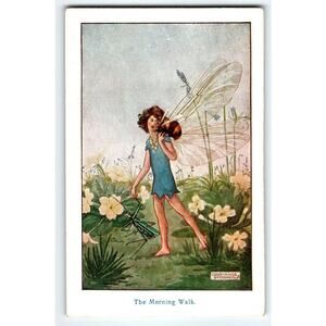 Fairies Postcard 1920's Constance Symonds Fantasy Bumble Bee Grasshopper Insects